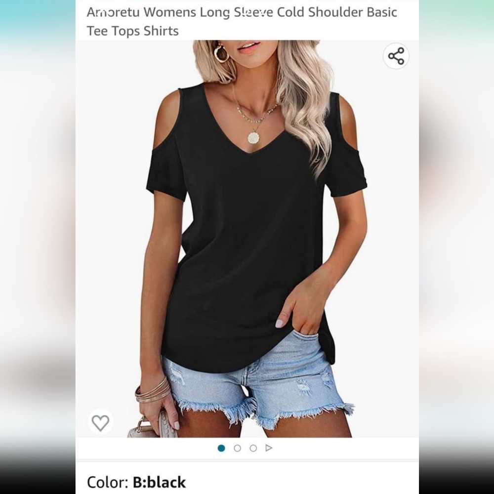 Amoretu Cold Shoulder Tee Shirt Small T1